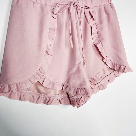 Cloud Ten Pink Lilac Off The Shoulder Top & Ruffled Shorts 2 Piece Set Small S - Picture 10 of 13